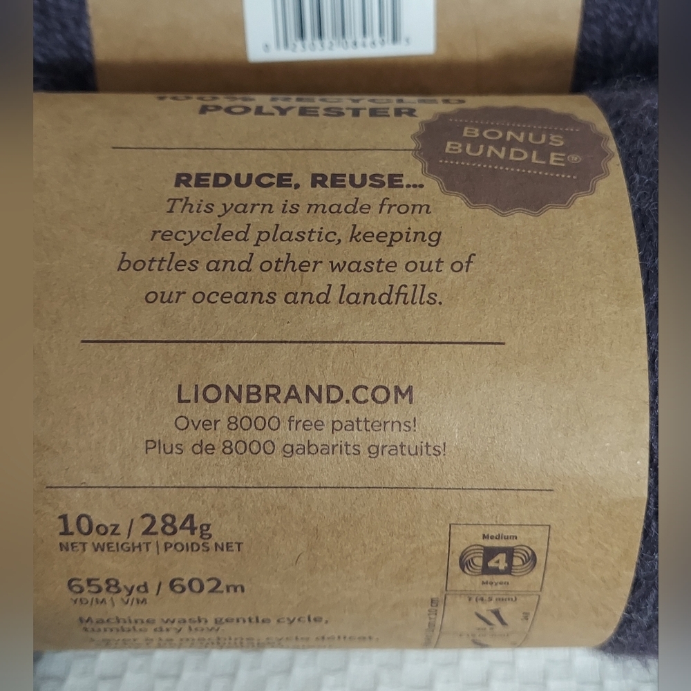 Lion Brand Yarns Sustainable Stitching Re-spun 100% Recycled Polyester - Picture 3 of 6